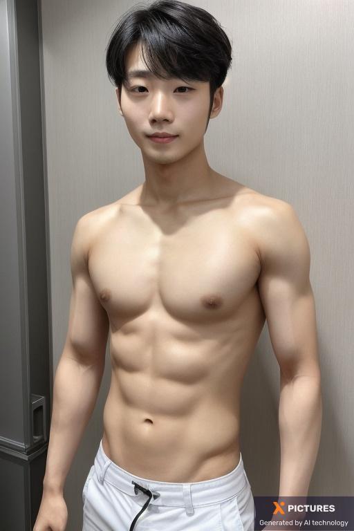 Man, One, Korean, Muscular, Pale, Orgasm, Ash, Slicked, 20s - 30s