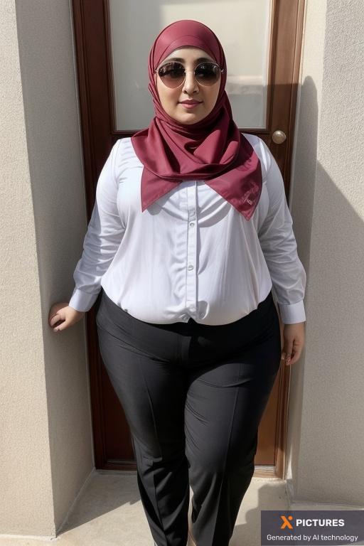 Woman, Arabic, Fat, Scared, Neckerchief, Full Body, 20s - 30s