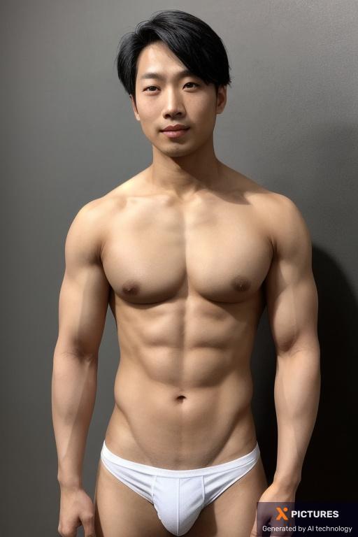 Man, One, Asian, Muscular, Sad, Without pants, Naked, 20s - 30s
